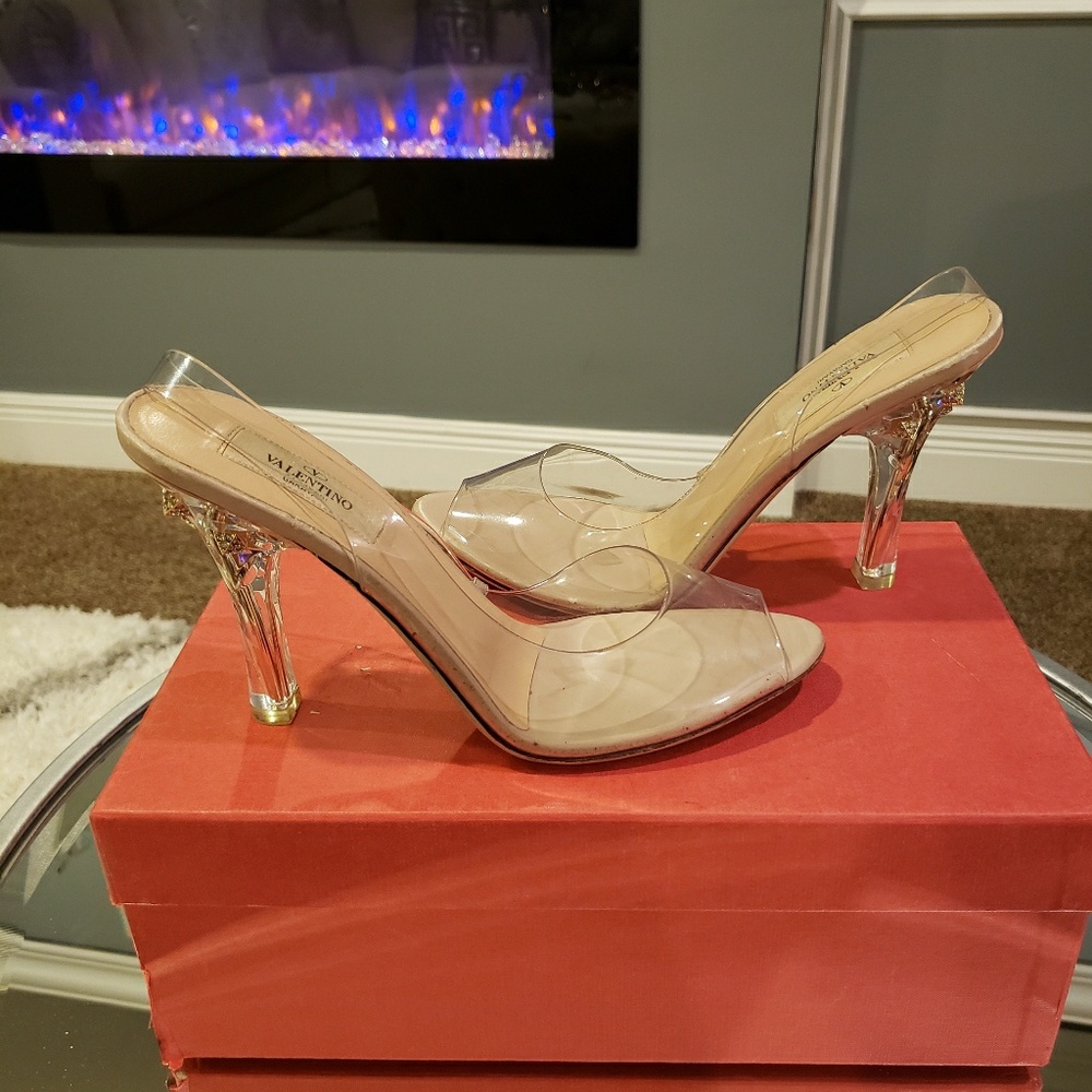 Valentino Crystal PVC Slingbacks